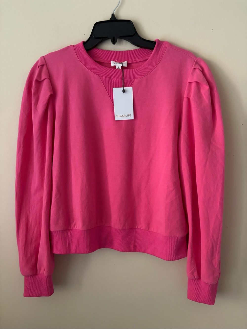 Sugarlips Pink Puff-Sleeve Sweatshirt Sz. S New With Tag
